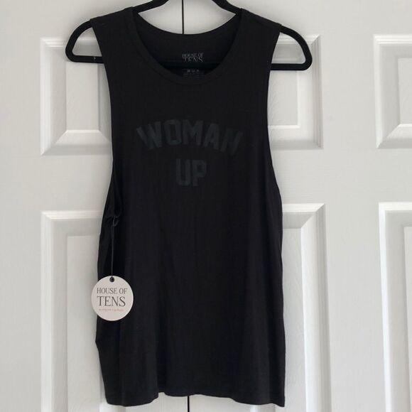 House of Tens Black on Black “Woman Up” Tank Top - Size XS - Picture 1 of 8